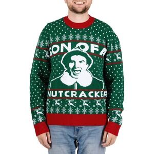 Elf Movie Son of a Nutcracker Holiday Crewneck Sweater Green Red Mens XL NEW